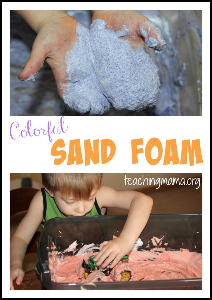Colorful Sand Foam -- 2 Ingredient sensory fun!