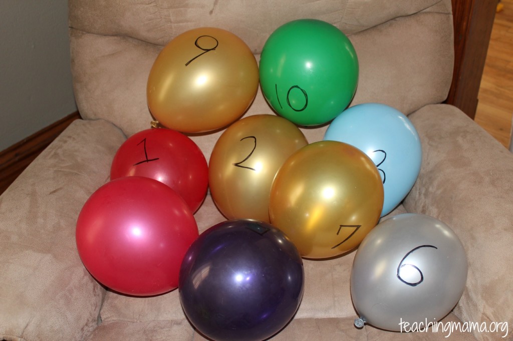 balloons with numbers on them