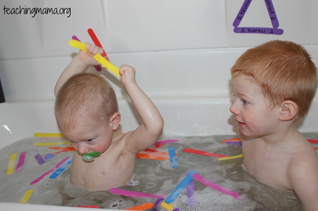 Toddler Activity with Foam Sticks