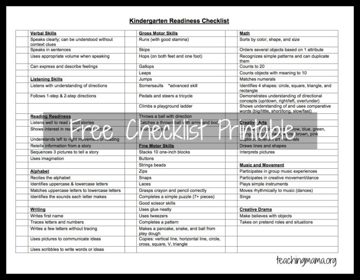 Checklist Printable - Teaching Mama