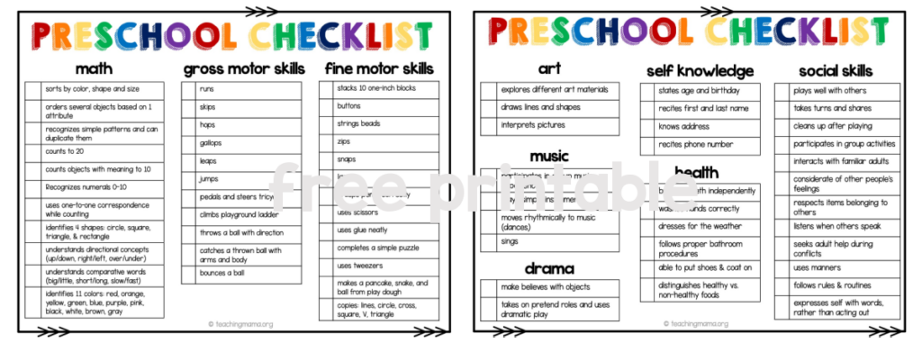 Kindergarten Readiness Checklist Teaching Mama