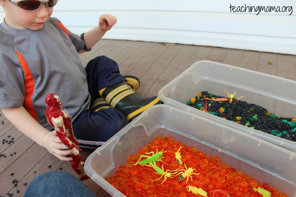 Water Beads and Spring Sensory Bin