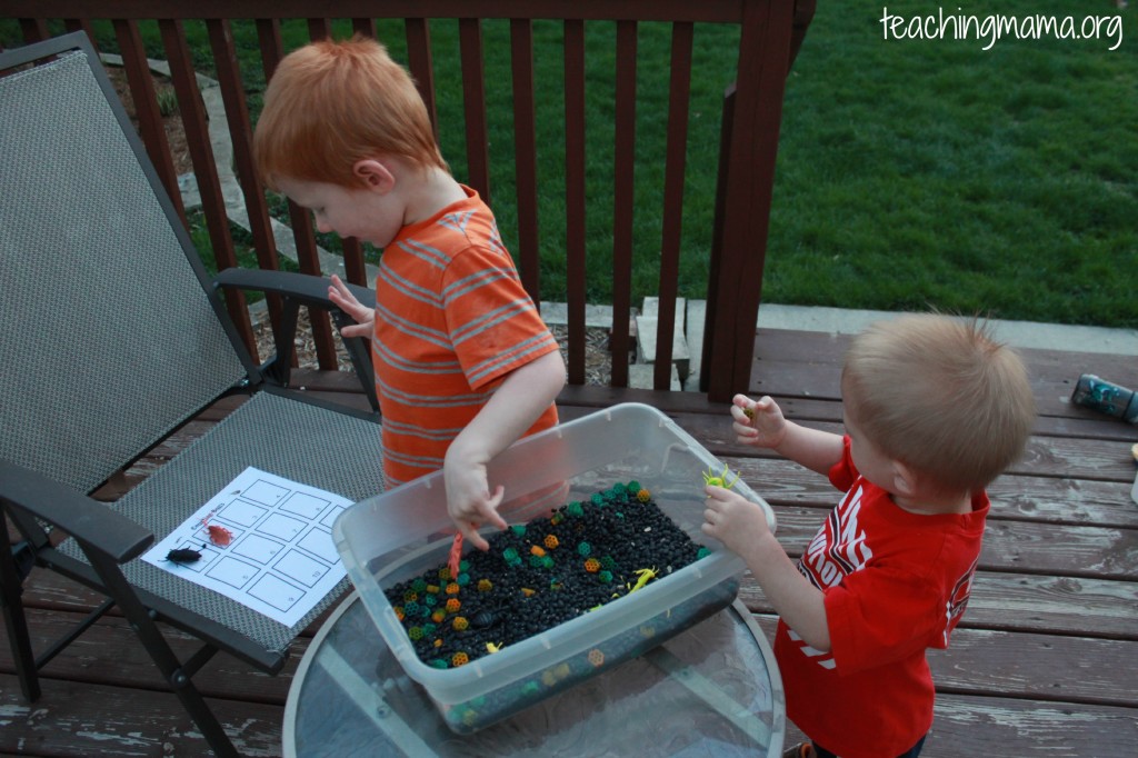 Digging for Bugs in our Sensory Bin