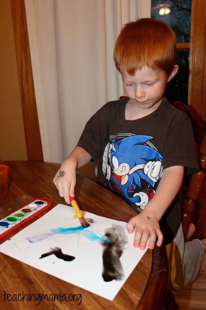 watercolor painting the letter W