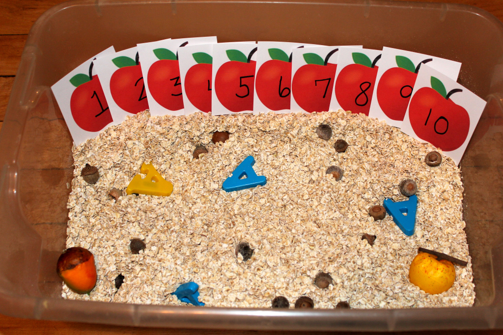 apple sensory bin