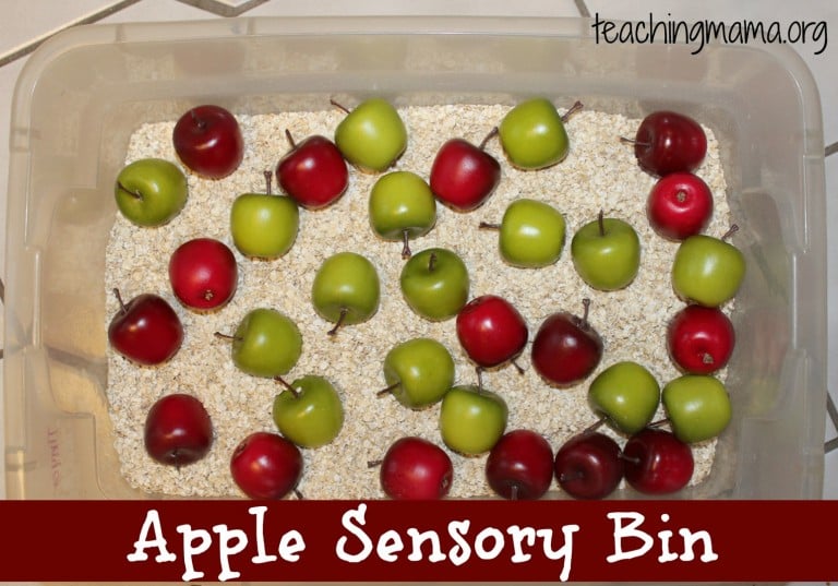 Apple Sensory Bin {With Free Printable}