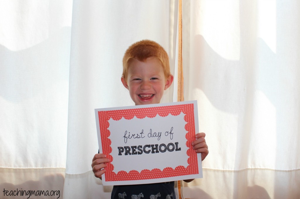 First Day of Preschool {free printable}