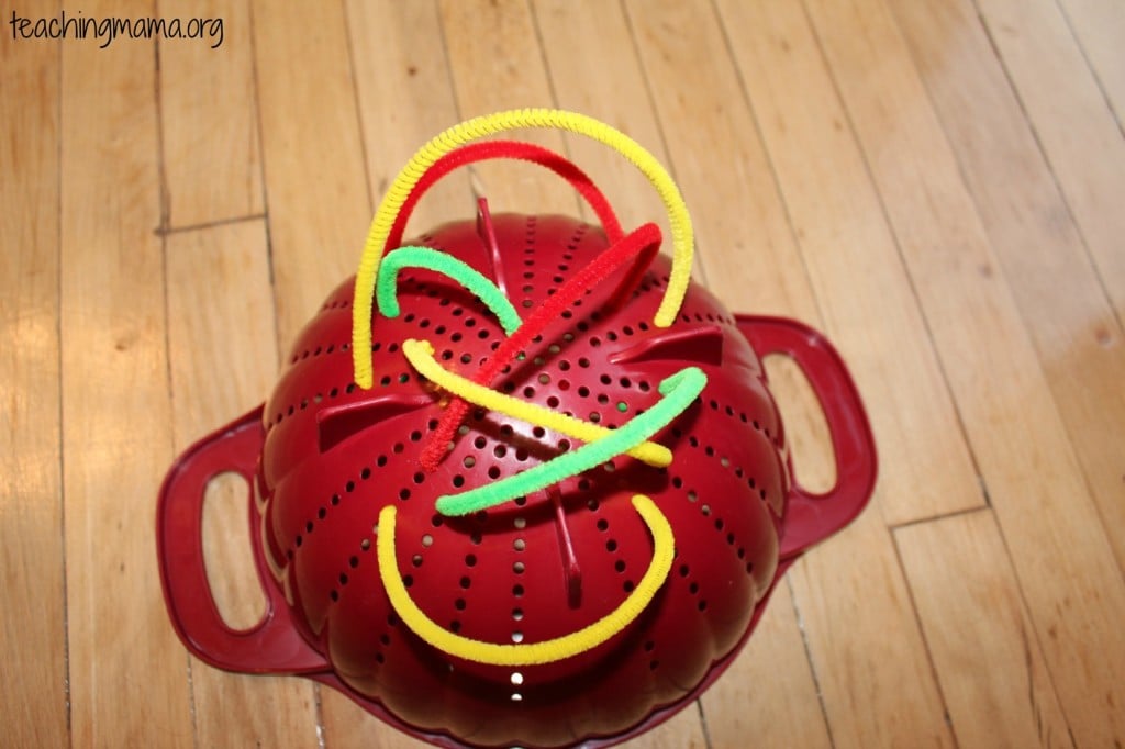 Colander with Pipe Cleaners