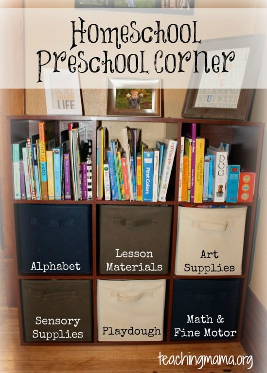 Homeschool Preschool Corner (organizational ideas)