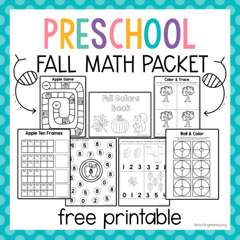 Fall Math Packet for Preschoolers