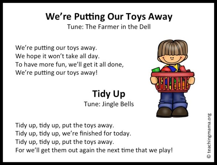 tidy up song for nursery