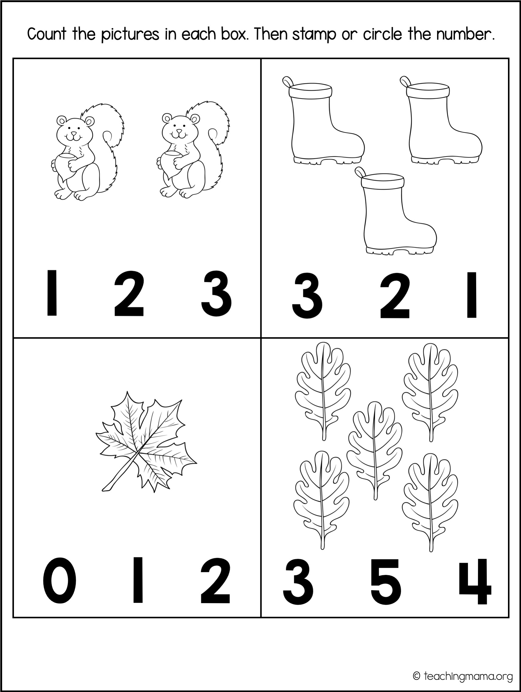 preschool homework pages