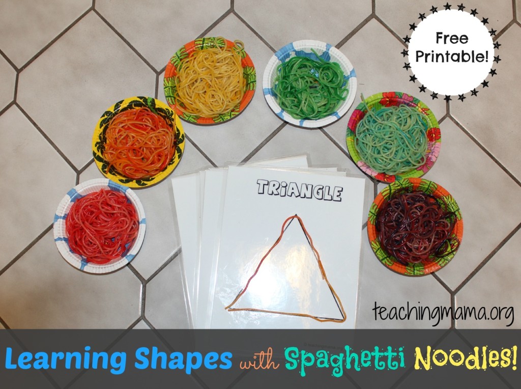 Learning Shapes with Spaghetti Noodles--Free Printable!