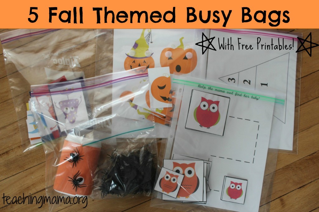 5 Fall Themed Busy Bags (with FREE printables!)