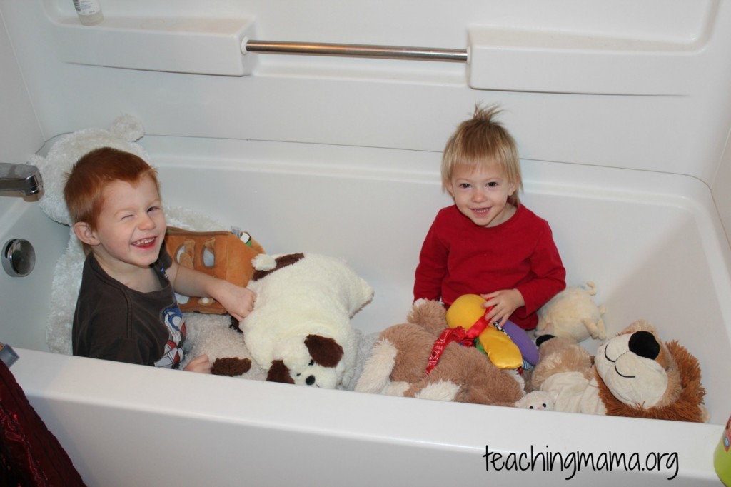 Bathtub with Stuffed Animals