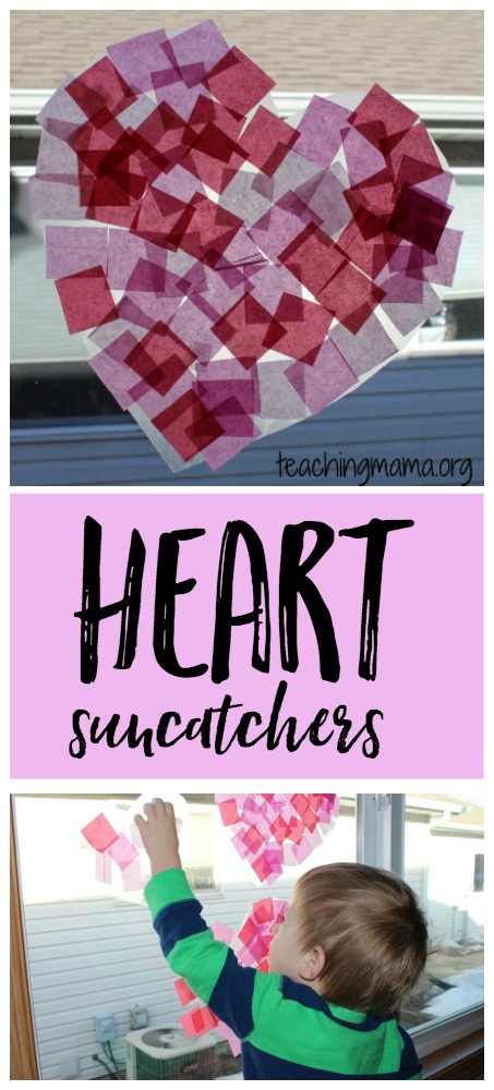 Simple Valentines Heart Tissue Paper Suncatcher using Contact