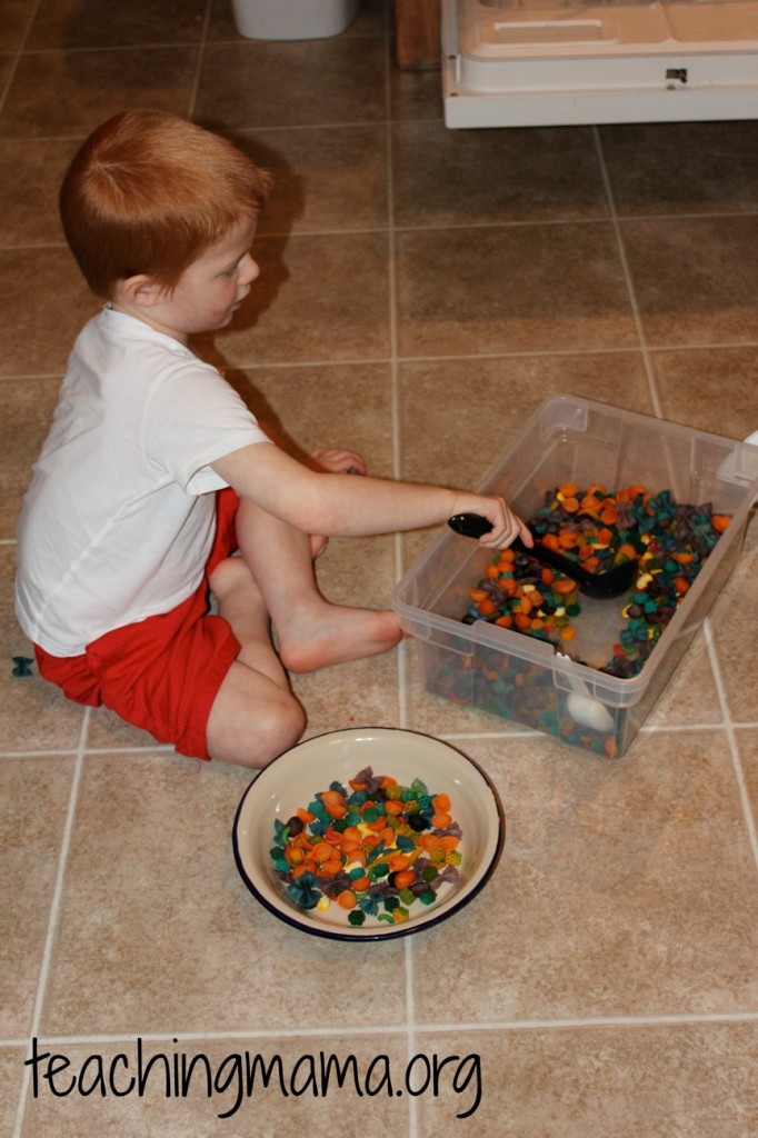 Rainbow Noodle Sensory Bin