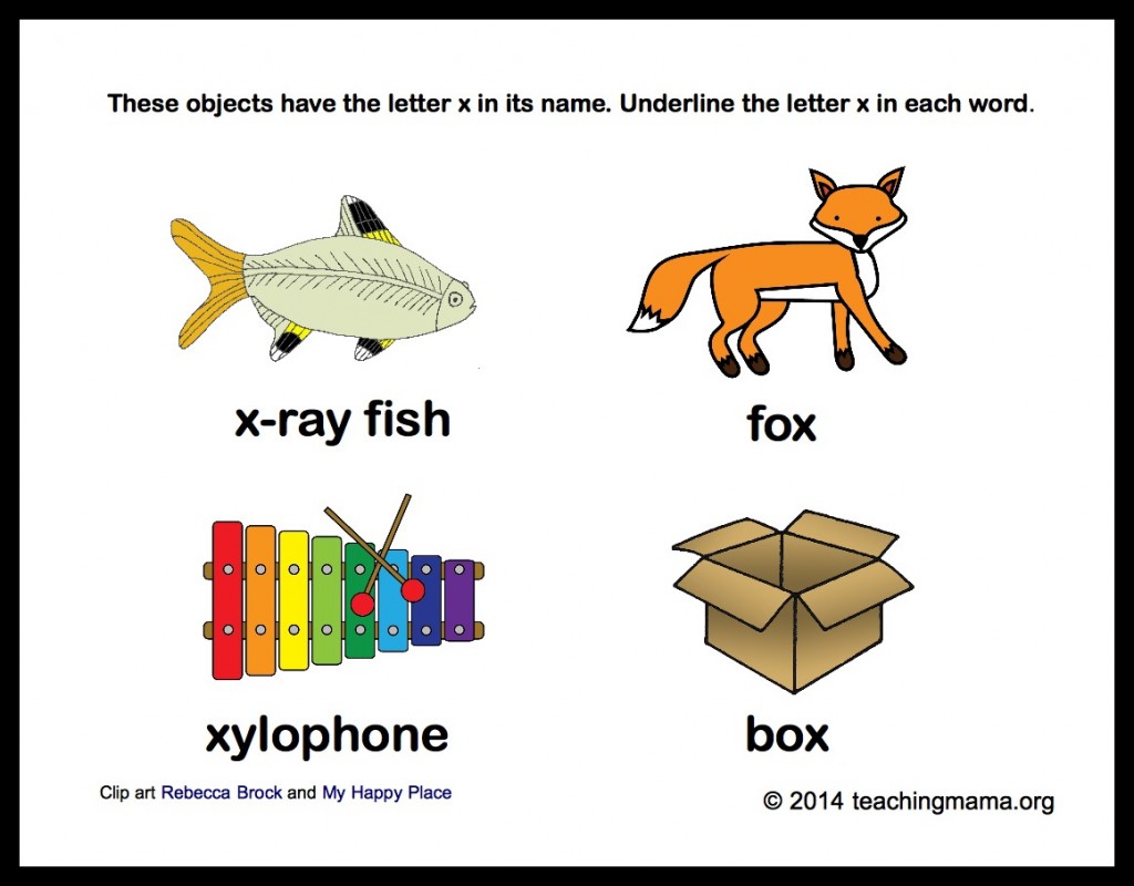 x word pictures for kids