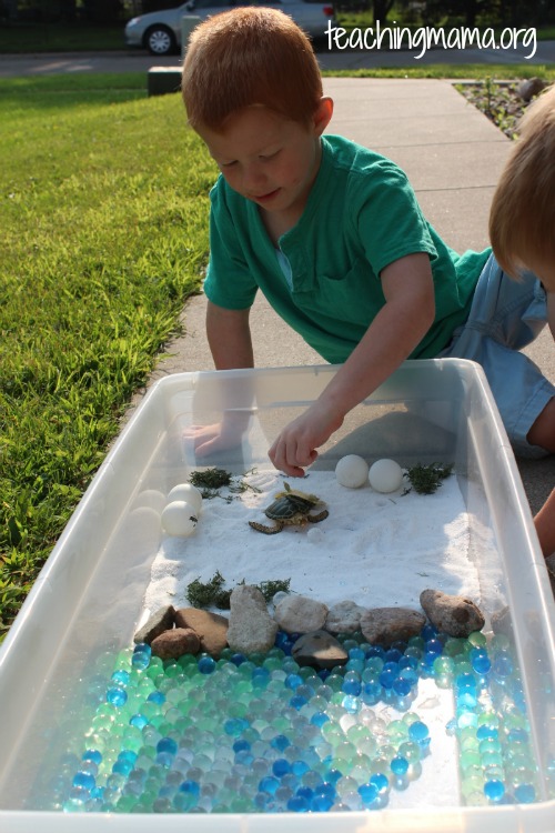 Water Beads for Kids - Sea Turtle Sensory Bin