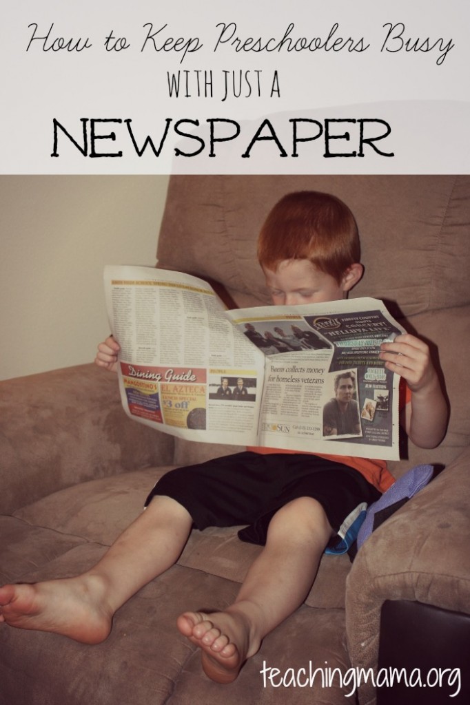 How to Keep Preschoolers Busy with Just a Newspaper