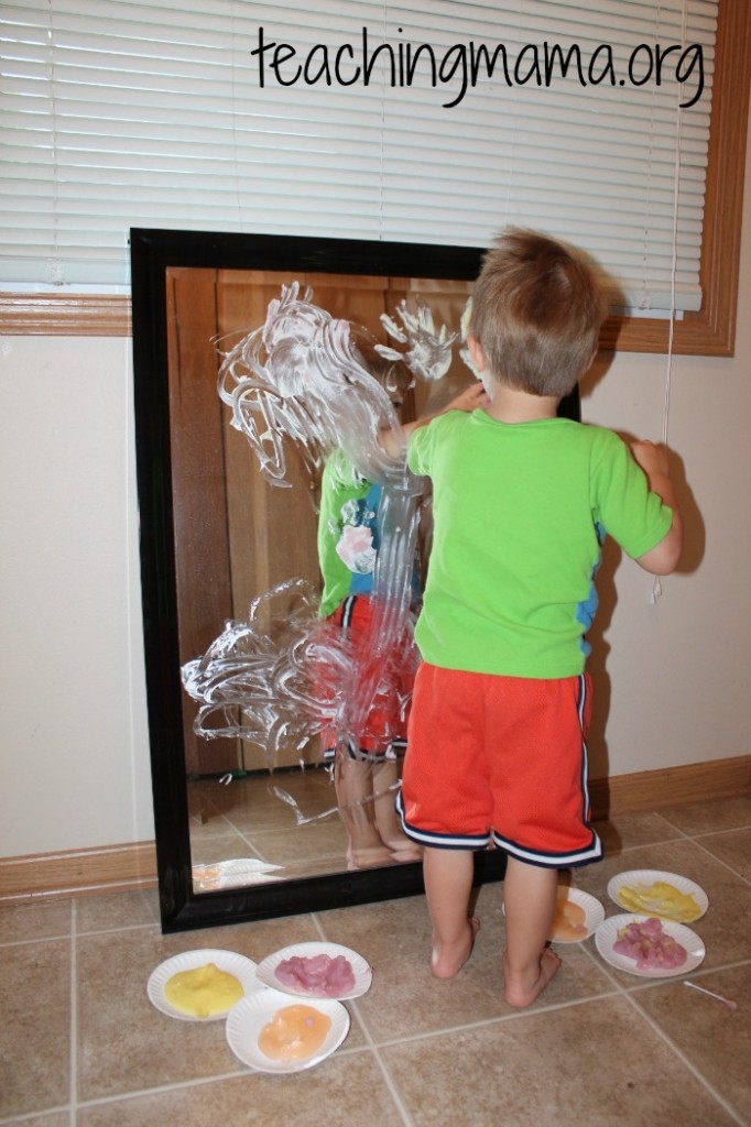 finger paint on mirror