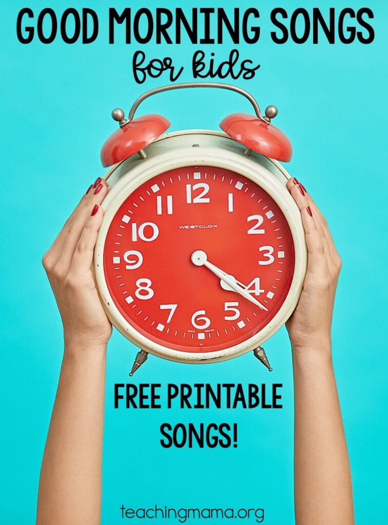 8 printable songs to start the day. Great for the classroom for community building.