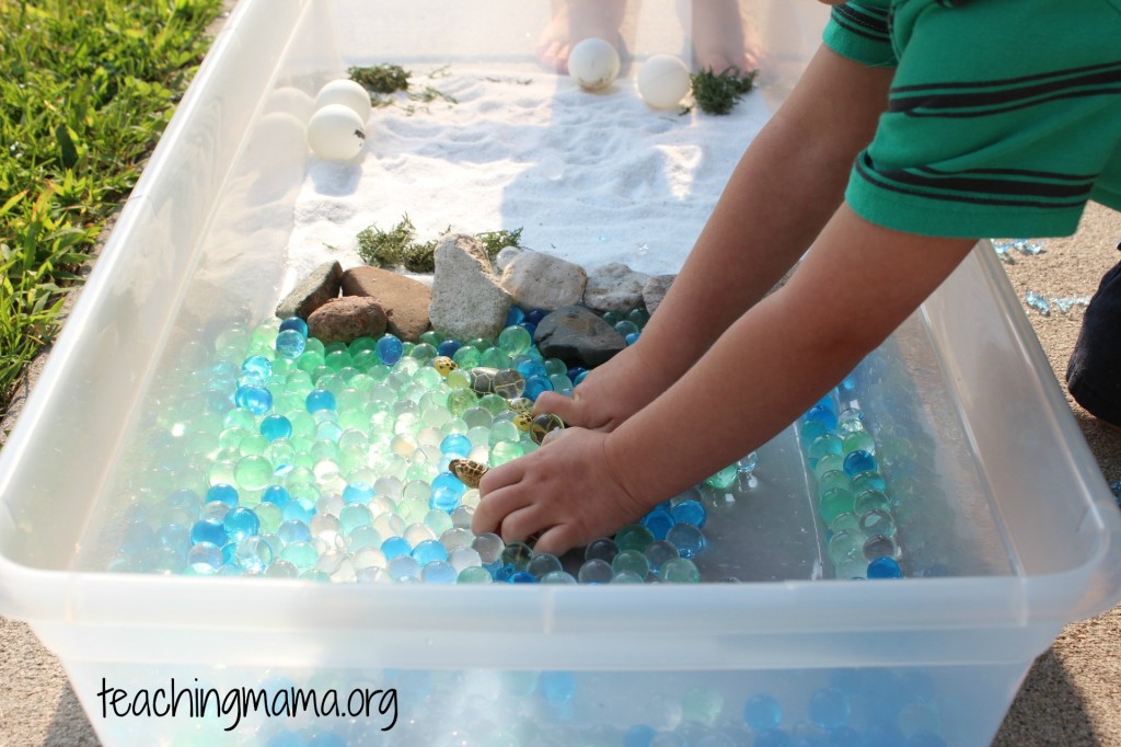 Water Beads for Kids - Sea Turtle Sensory Bin