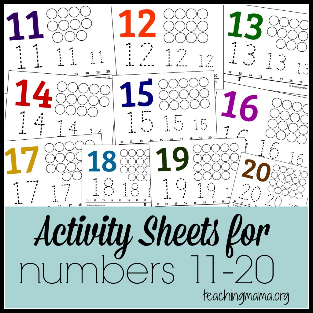 Activity Sheets for Numbers 11-20 (Free Printable!)