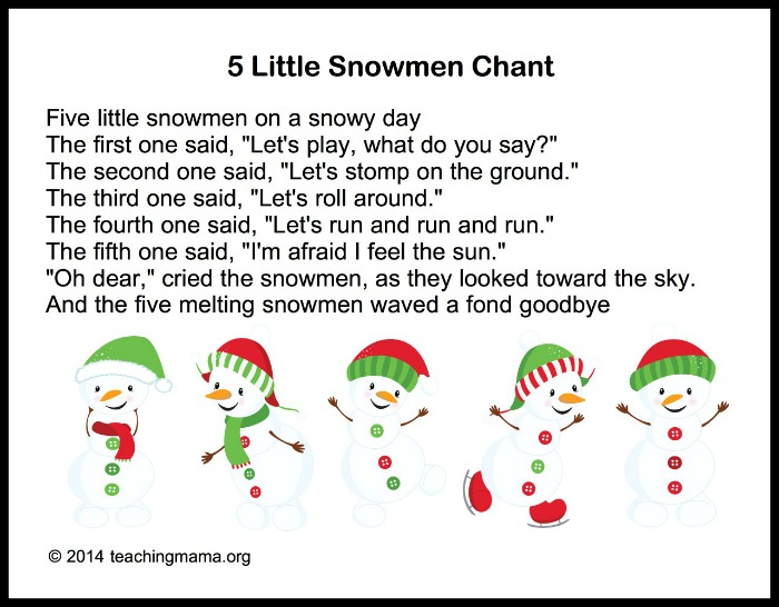 5 Little Snowmen Printable Printable Word Searches