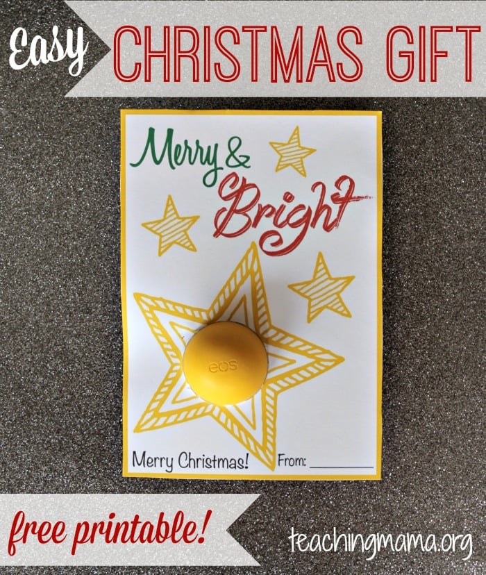 Merry & Bright Christmas Printable for Lip Balm