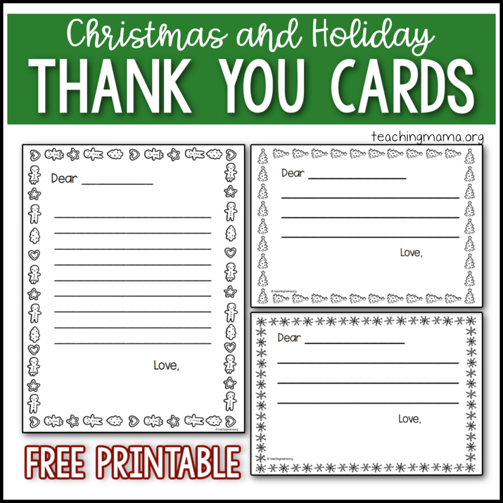 Printable Thank You Card Template Christmas