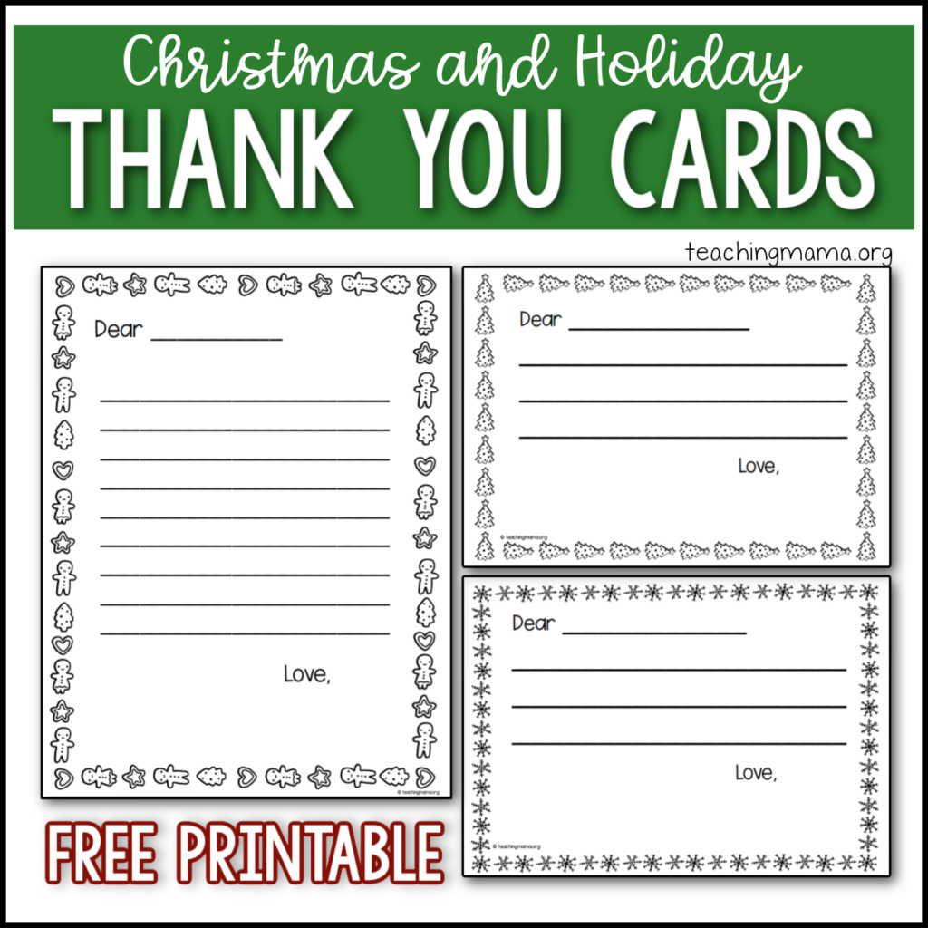 printable christmas thank you card