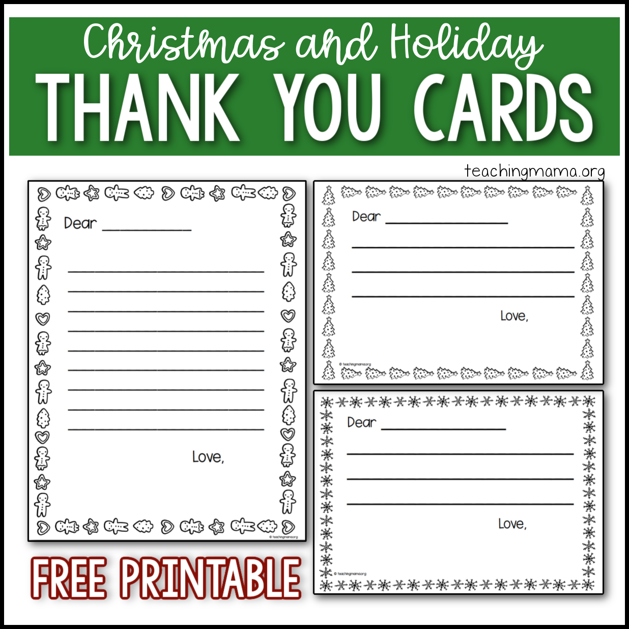 Printable Christmas Thank You Notes