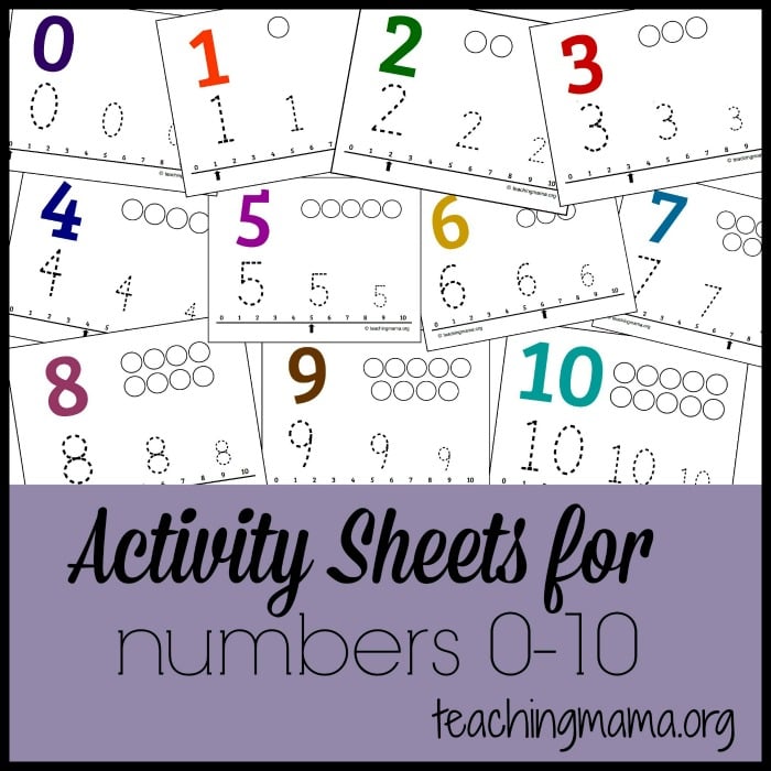 Activity Sheets for Numbers 0-10