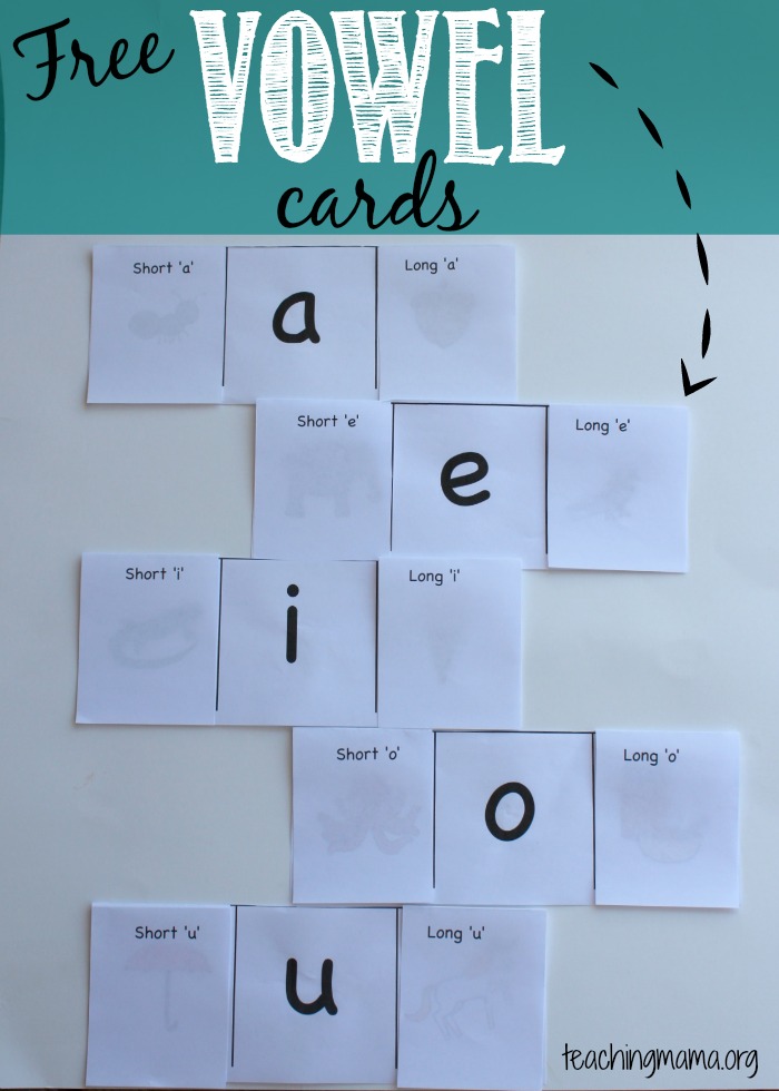 worksheet and vowels alphabet Vowel Cards Free