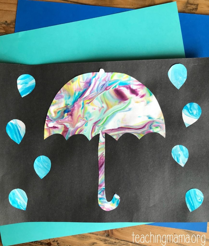 umbrella craft using shaving cream with colors