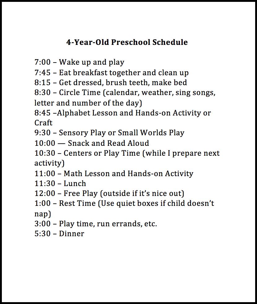 Daycare Lesson Plans For 4 Year Olds