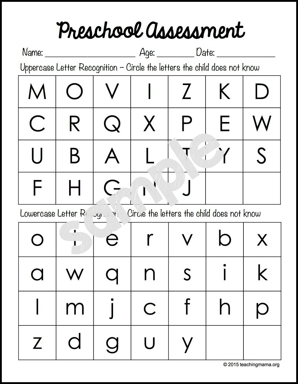 preschool assessment forms teaching mama