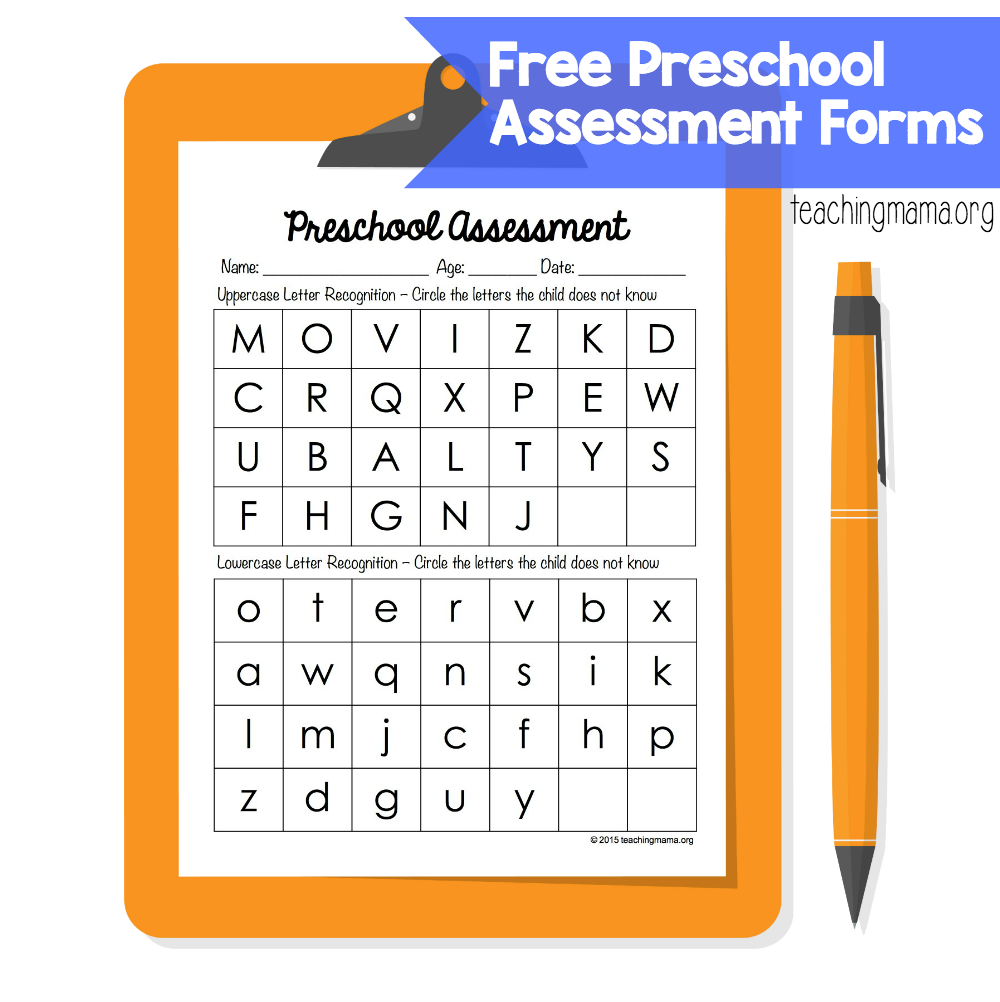 Preschool Assessment Forms Teaching Mama
