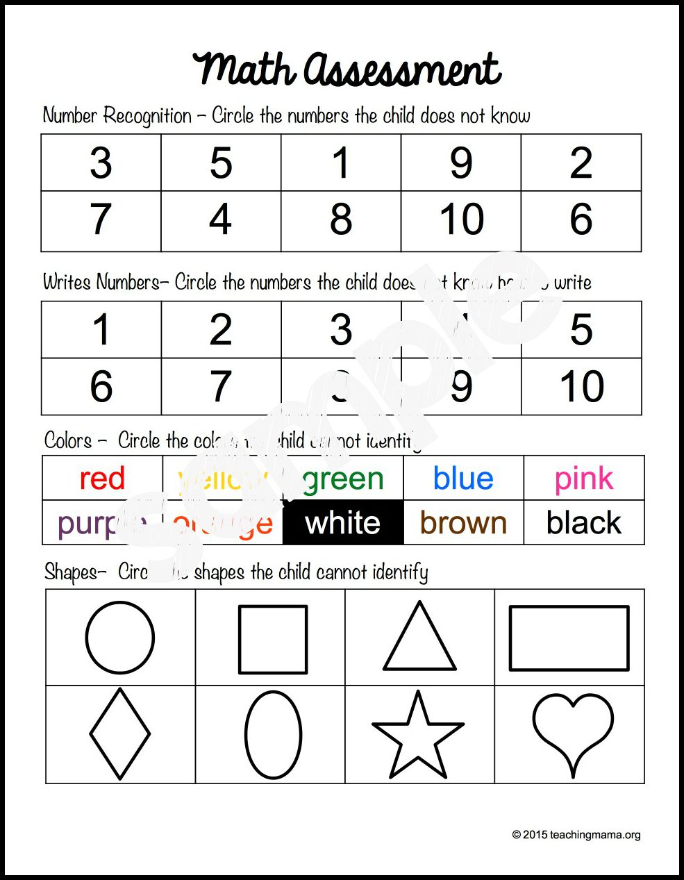 Preschool Letter Assessment Worksheet