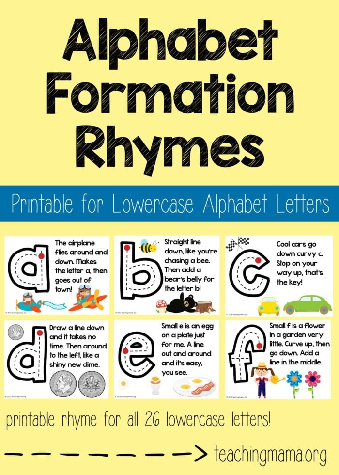 Lowercase Alphabet Formation Rhymes - Teaching Mama