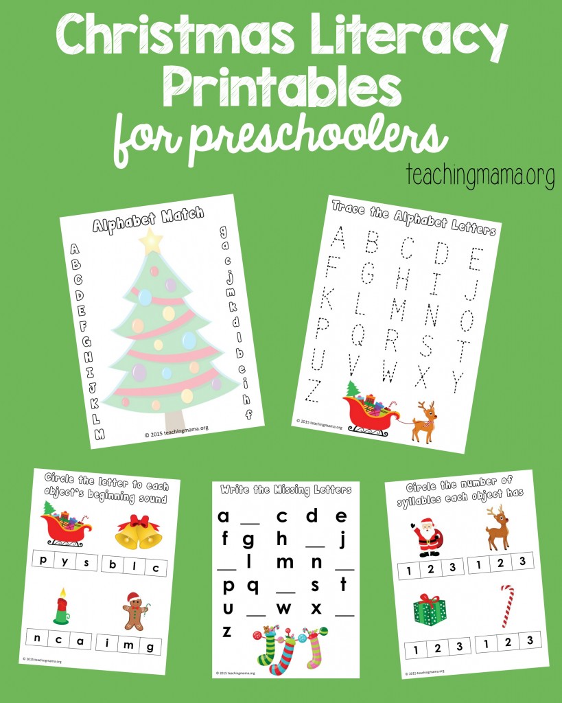 Christmas Literacy Printables for Preschoolers