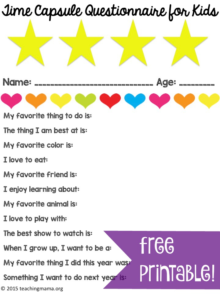 Favorite Things Questionnaire