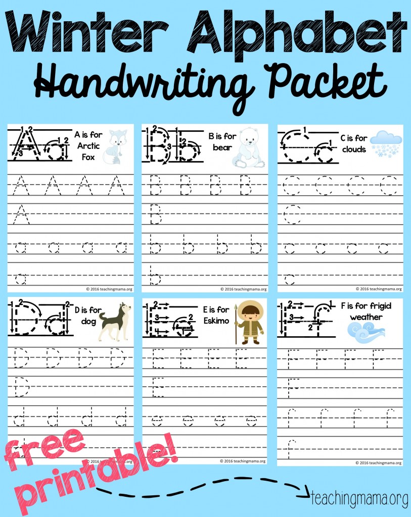 Winter Alphabet Handwriting Packet Teaching Mama