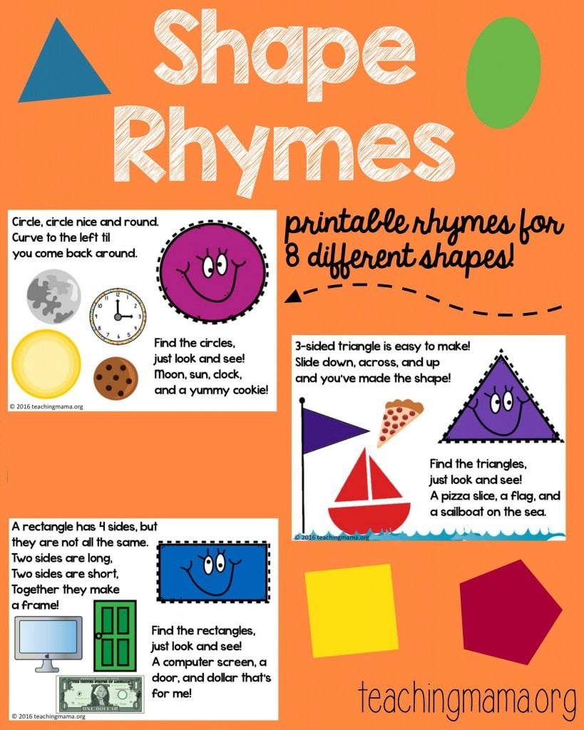 Shape Rhymes Printables Teaching Mama