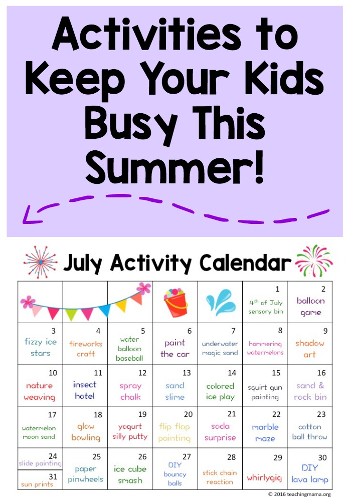 July Activity Calendar