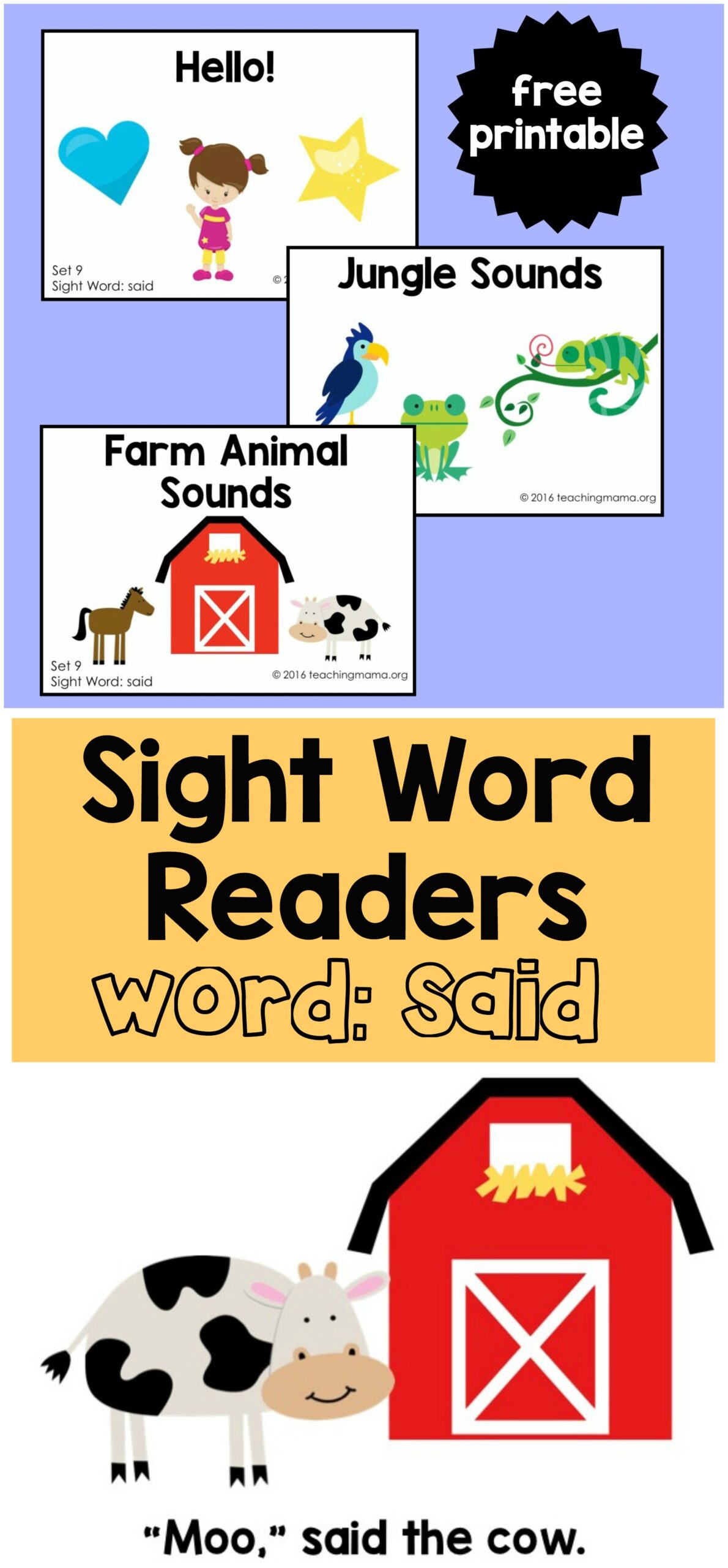 Sight Word Readers For The Word Said