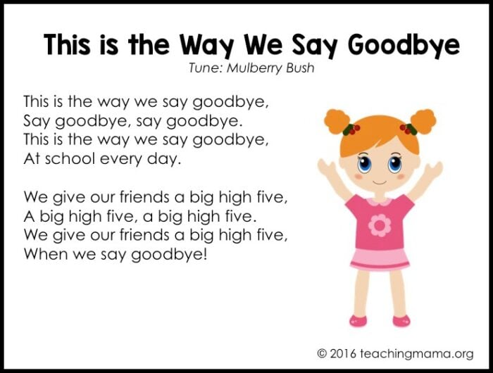 Goodbye Songs For Preschoolers