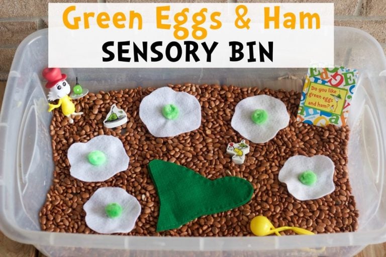 Green Eggs and Ham Sensory Bin