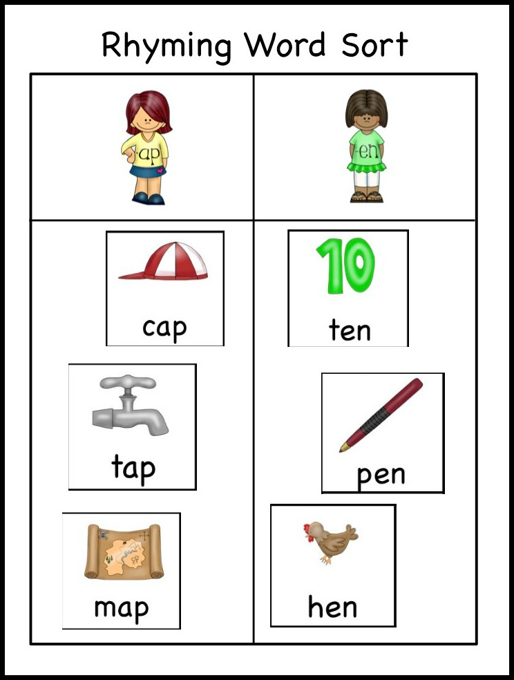 Rhyming Word Sort Pictures